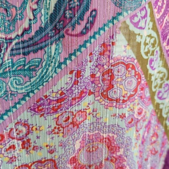 EC LANE BRYANT BOHO PEASANT TOP PAISLEY W/ SILVER THREADING SZ. 18/20 - Picture 5 of 6